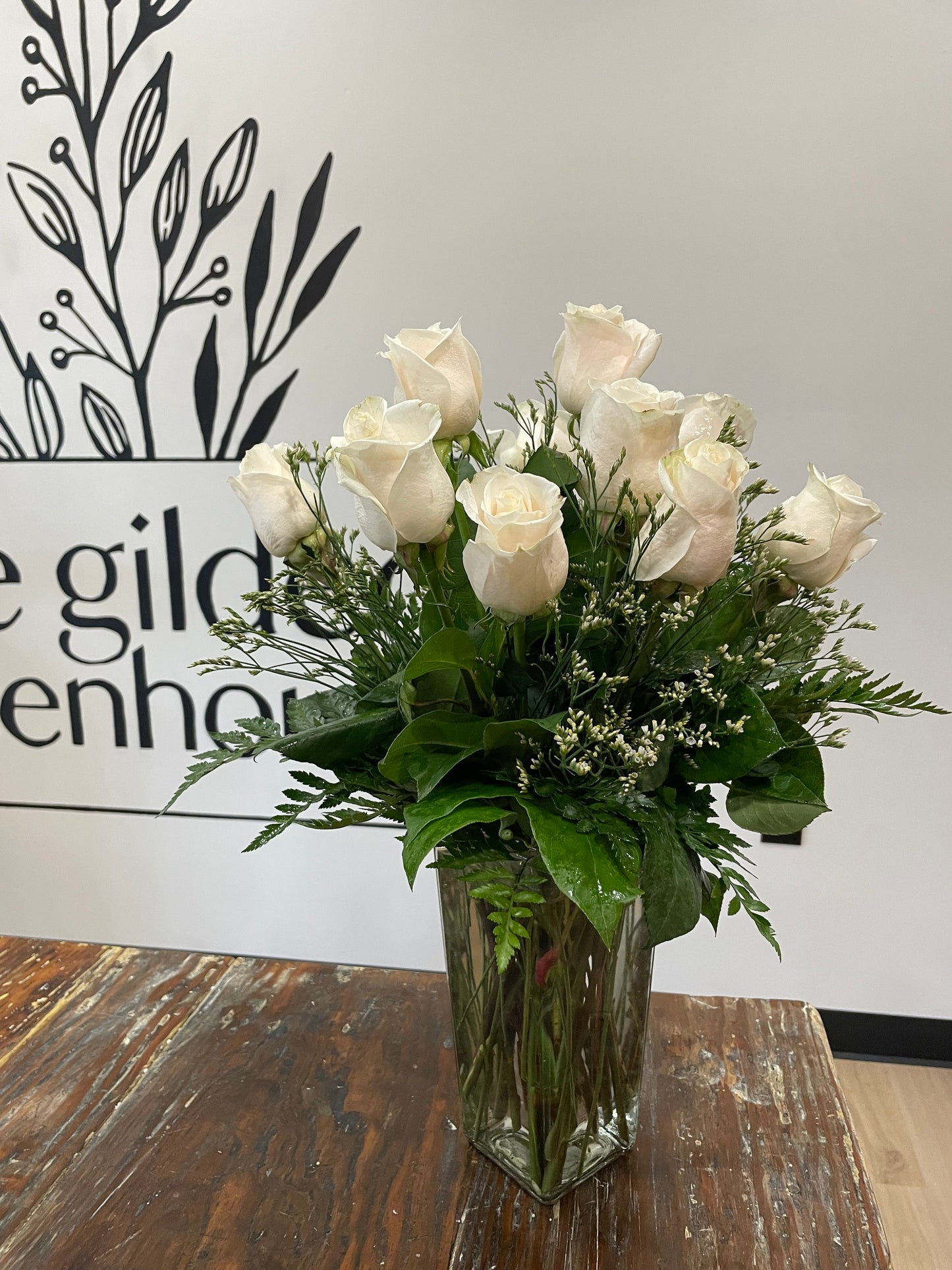 Dozen White Roses