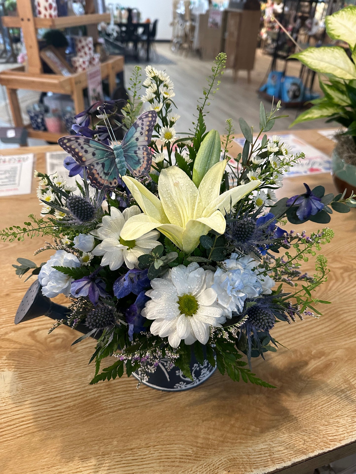 Blue & White Watering Can