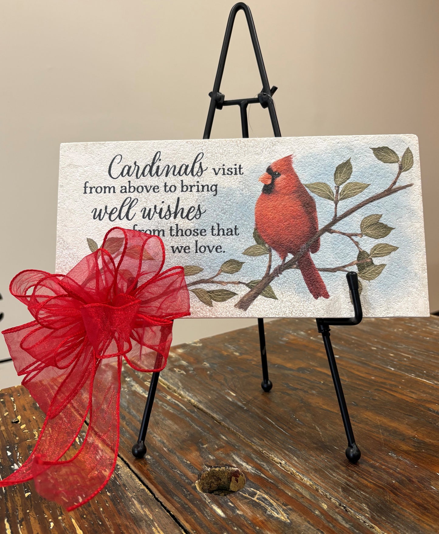 Marble Paver on Metal Easel - Cardinal