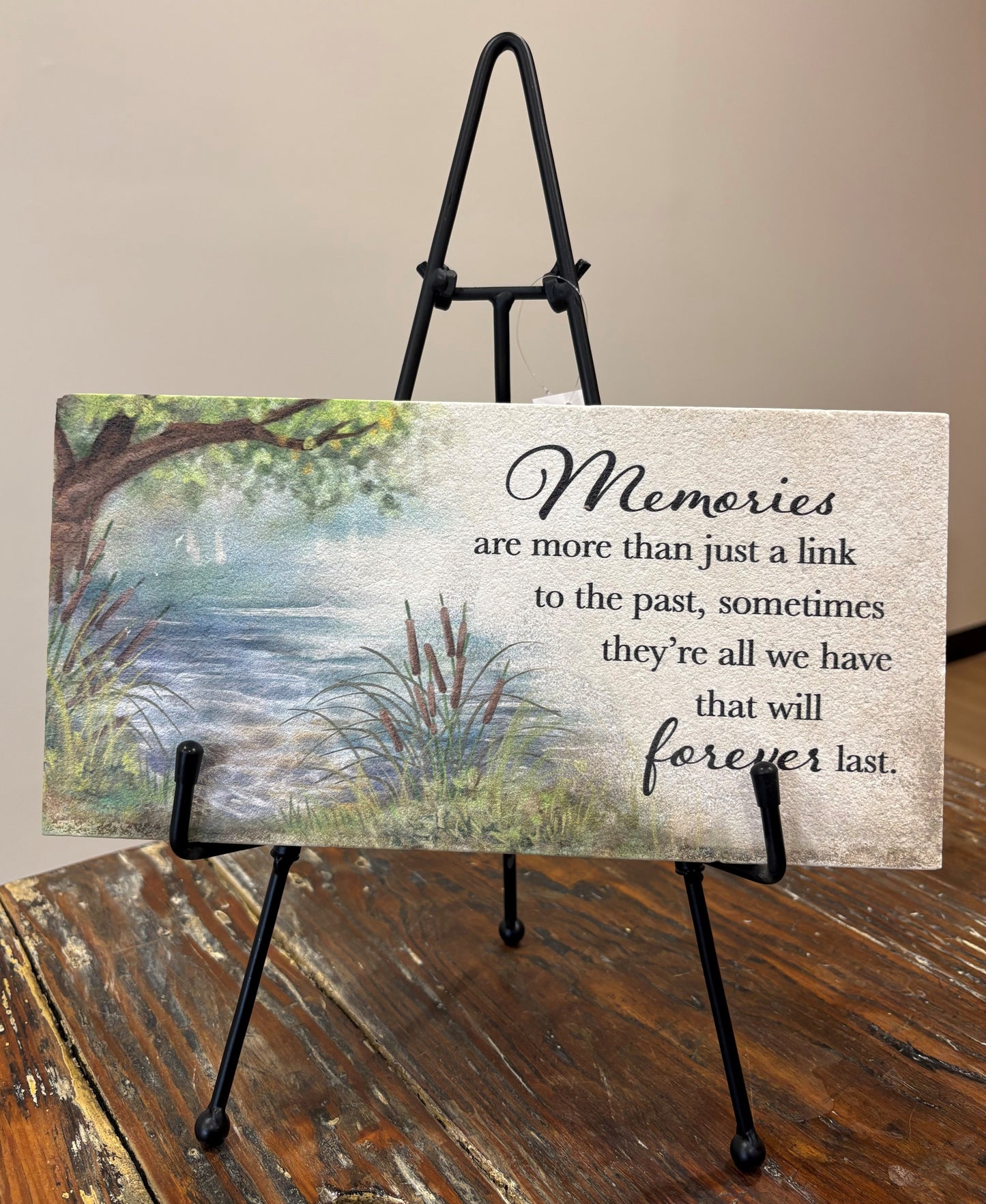 Marble Paver on Metal Easel - Pond Scene