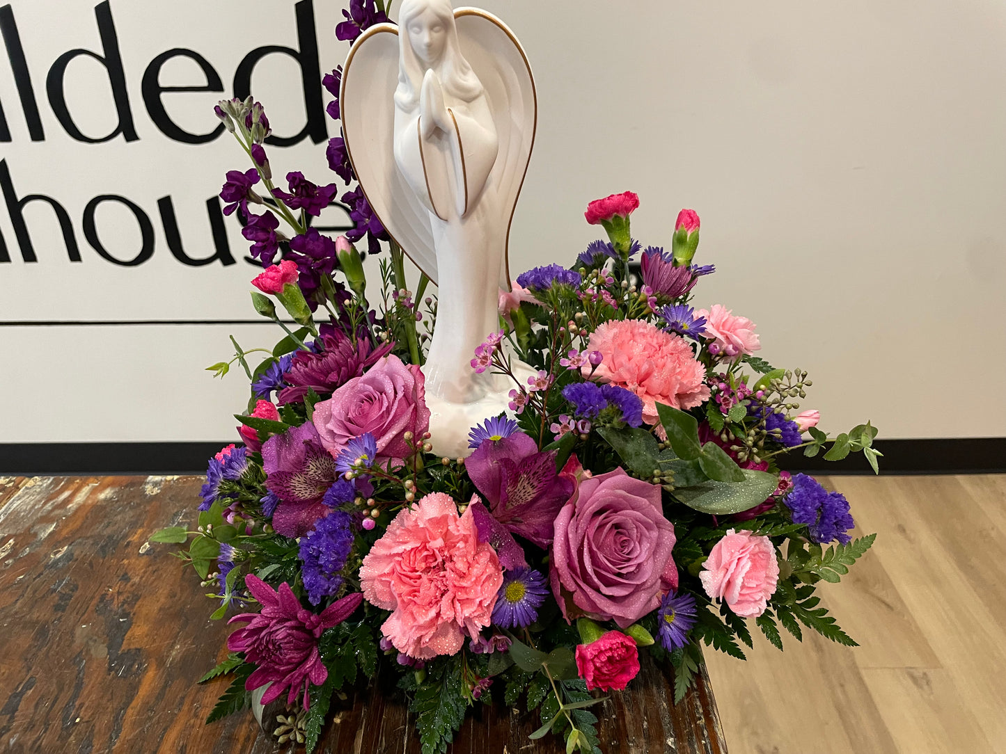 Matte Angel with Pink and Purple Flowers - Premium