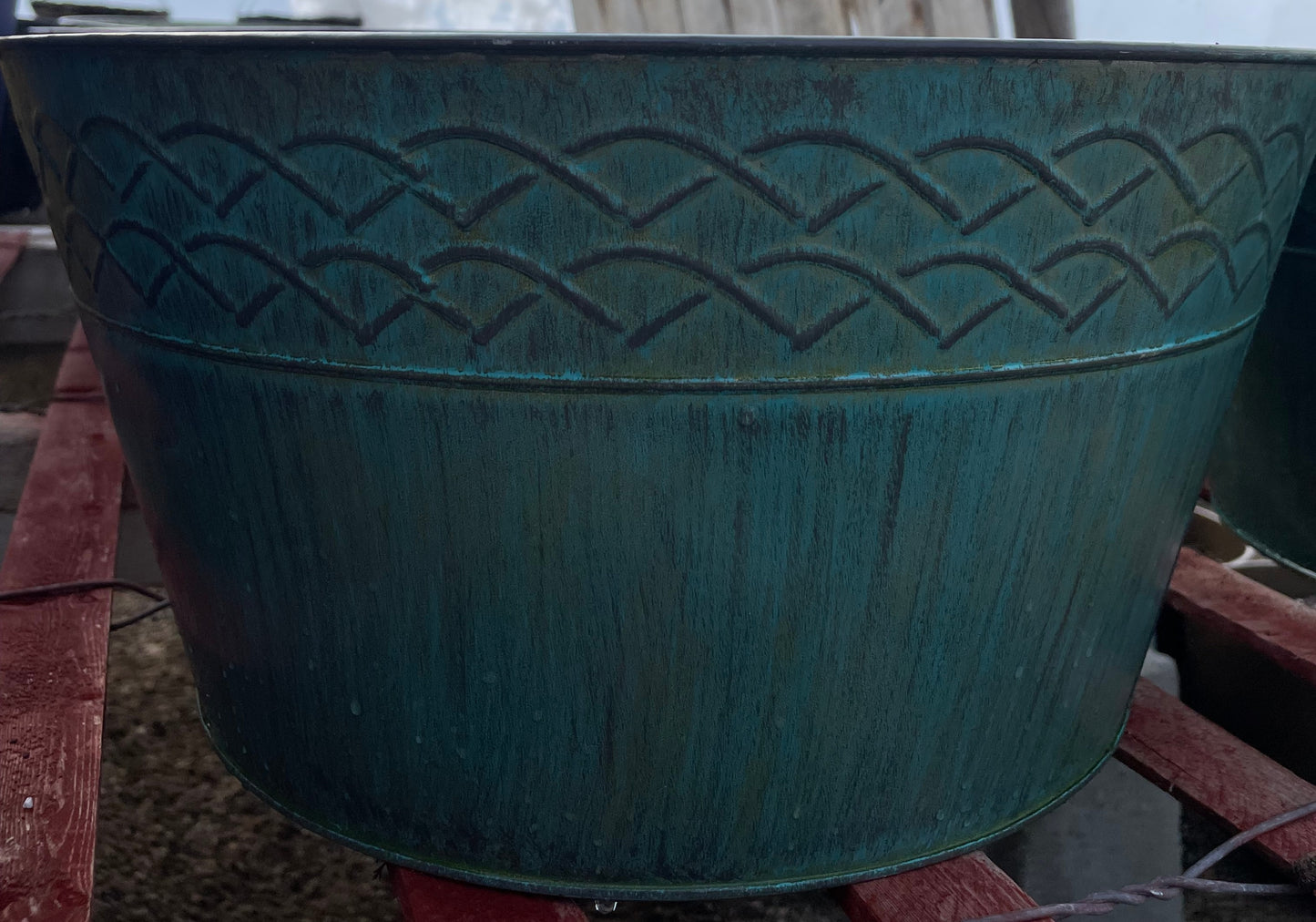 Outdoor Planter - Turquoise/Metal