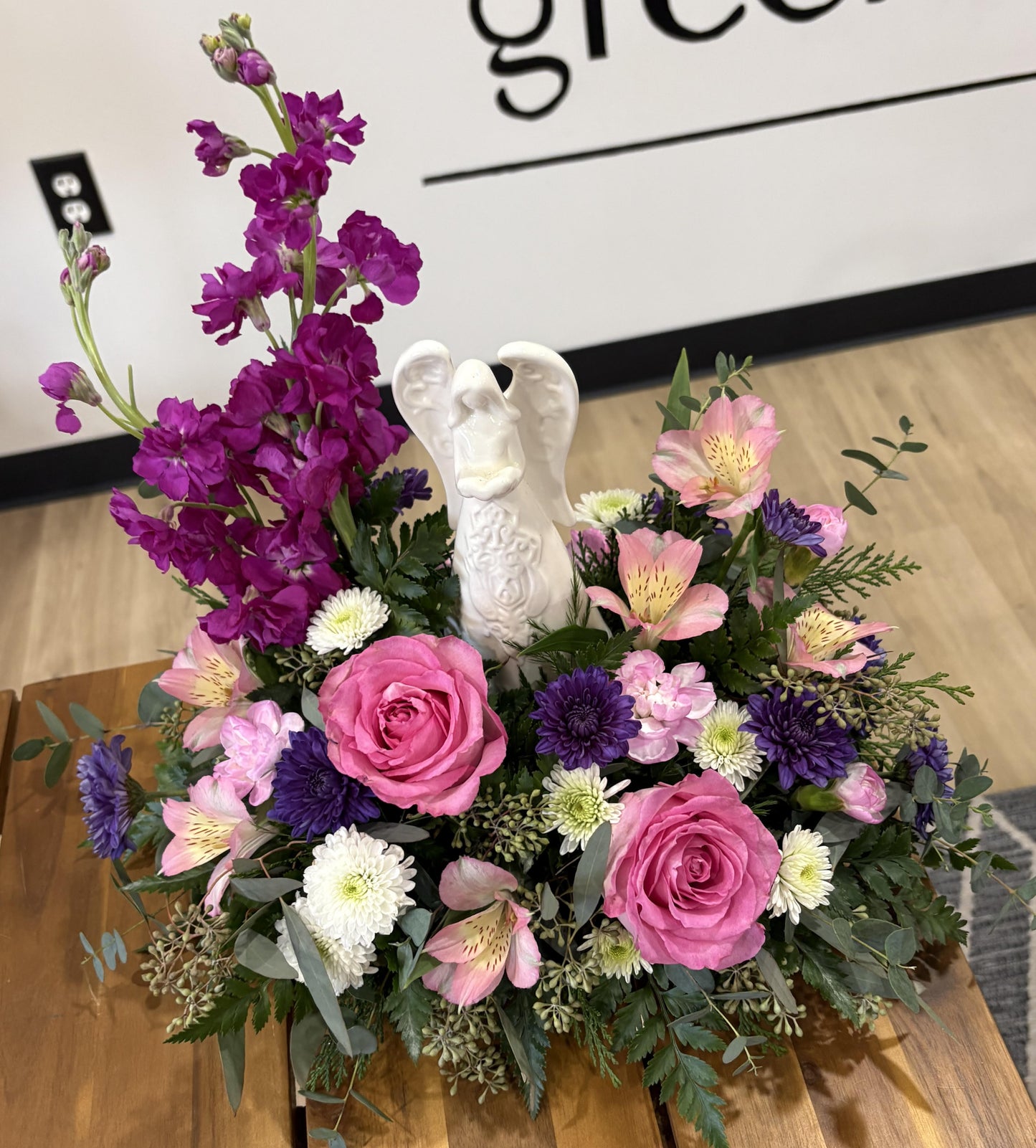 Ceramic Angel - Pink & Purple flower mix