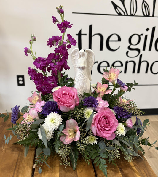 Ceramic Angel - Pink & Purple flower mix