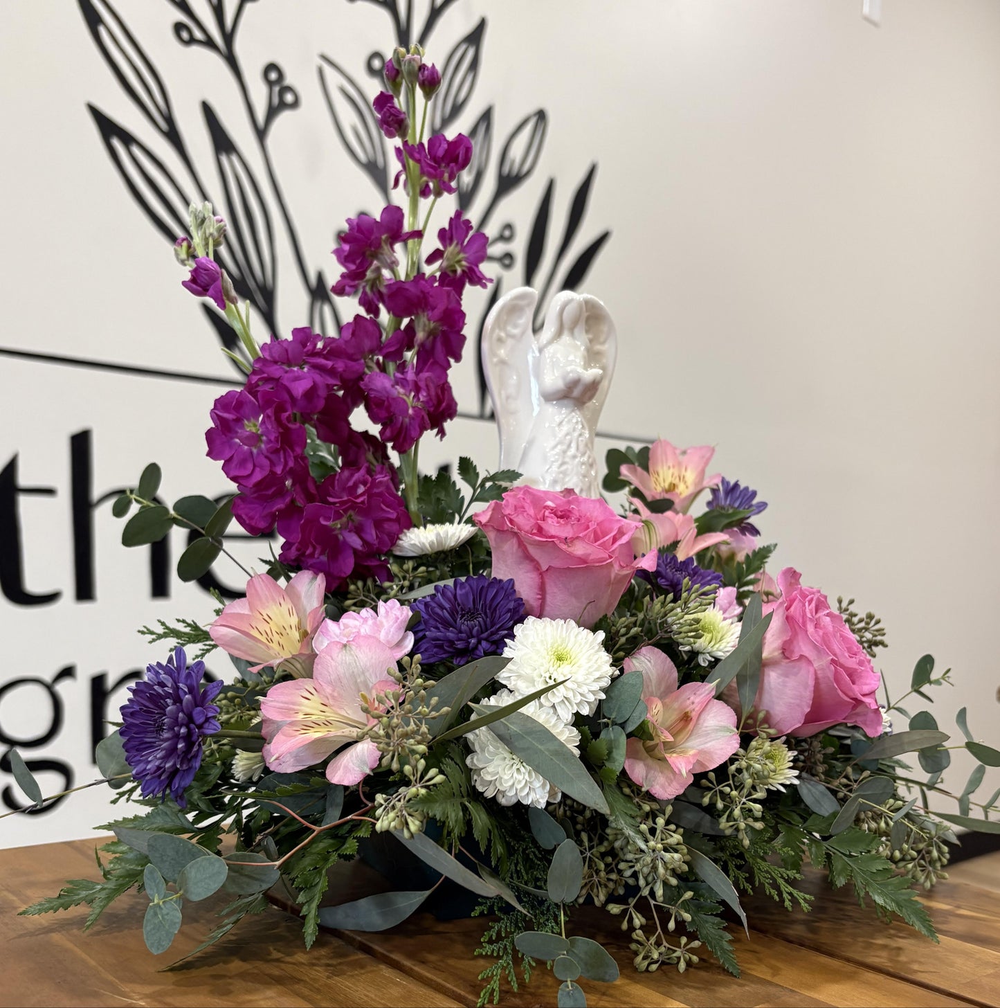 Ceramic Angel - Pink & Purple flower mix