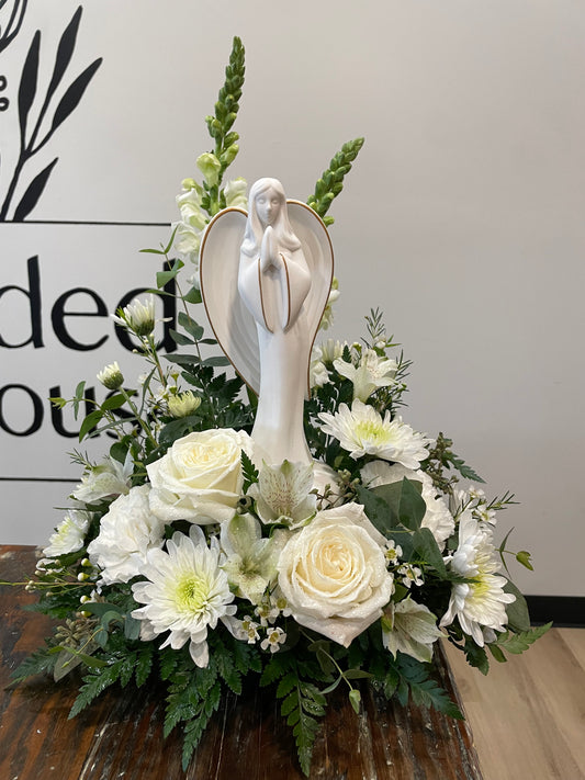 Matte Angel with White Flowers - Standard