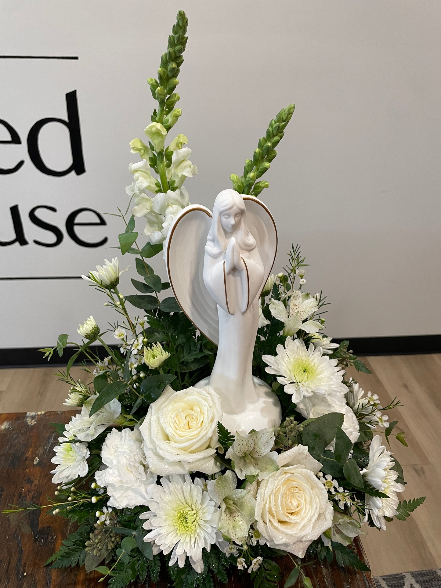 Matte Angel with White Flowers - Standard