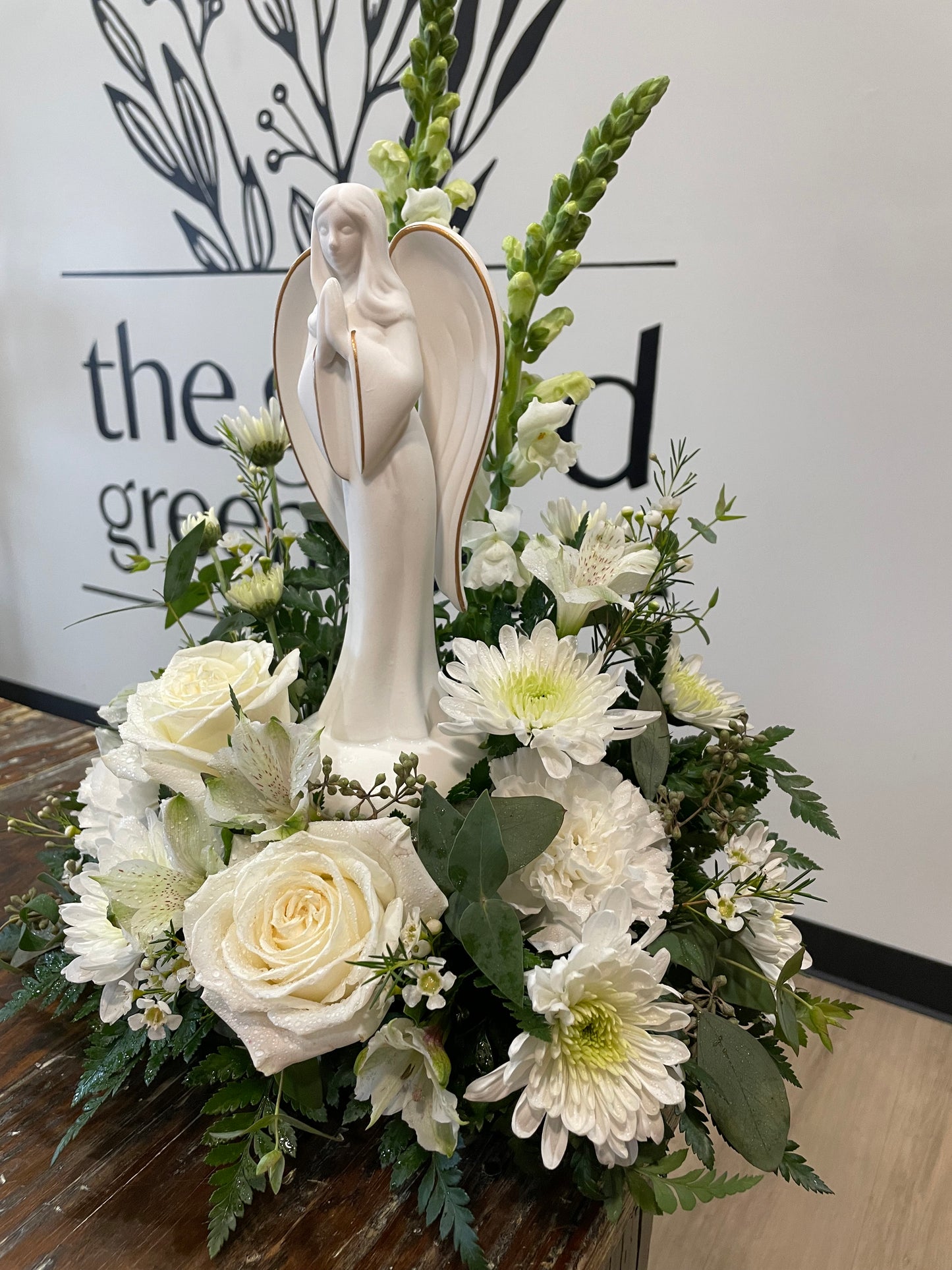 Matte Angel with White Flowers - Standard