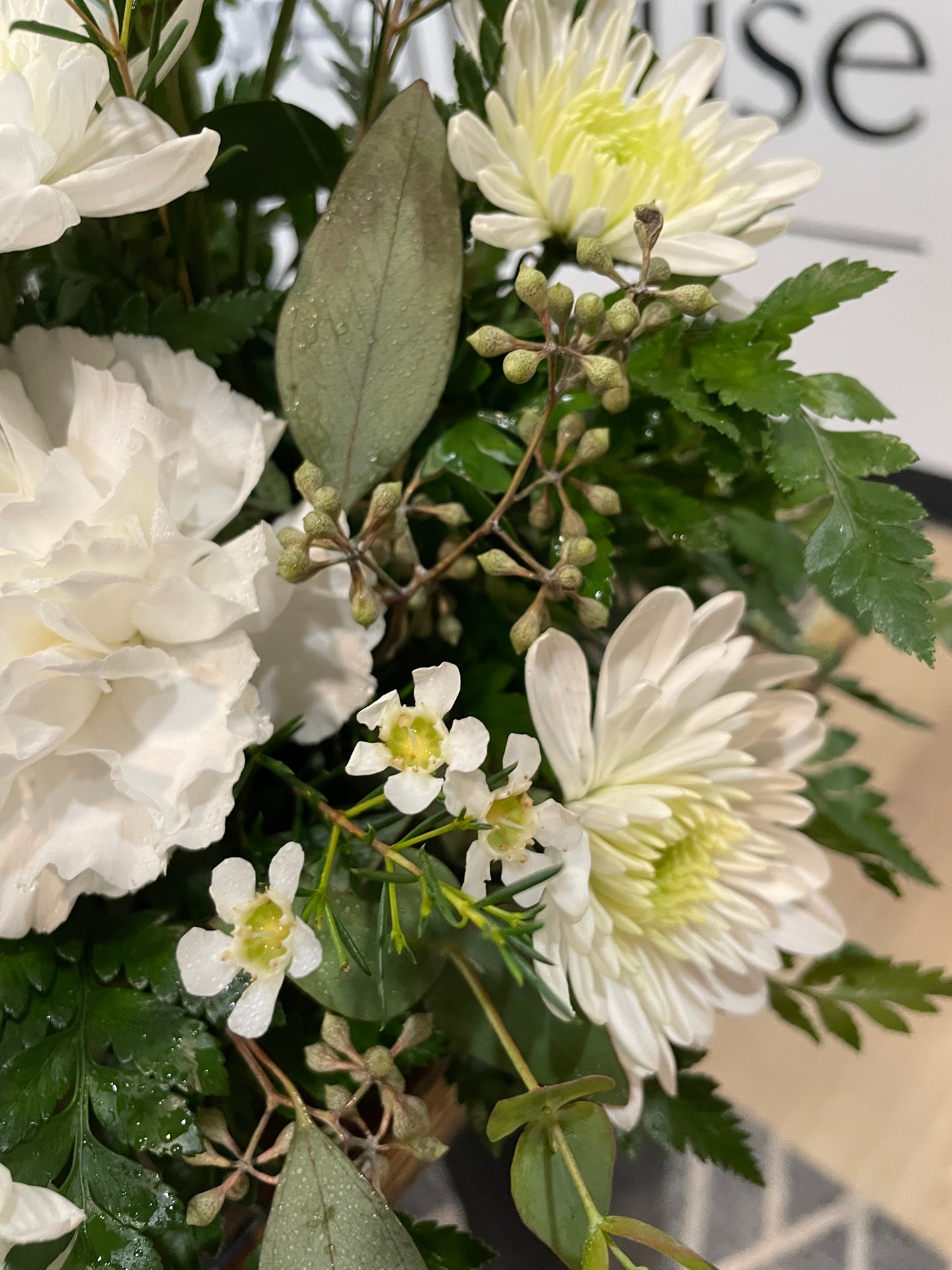 Glass Cross with White Flowers - Standard