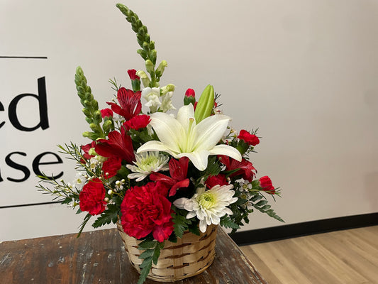 Red and White Designer's Choice Basket