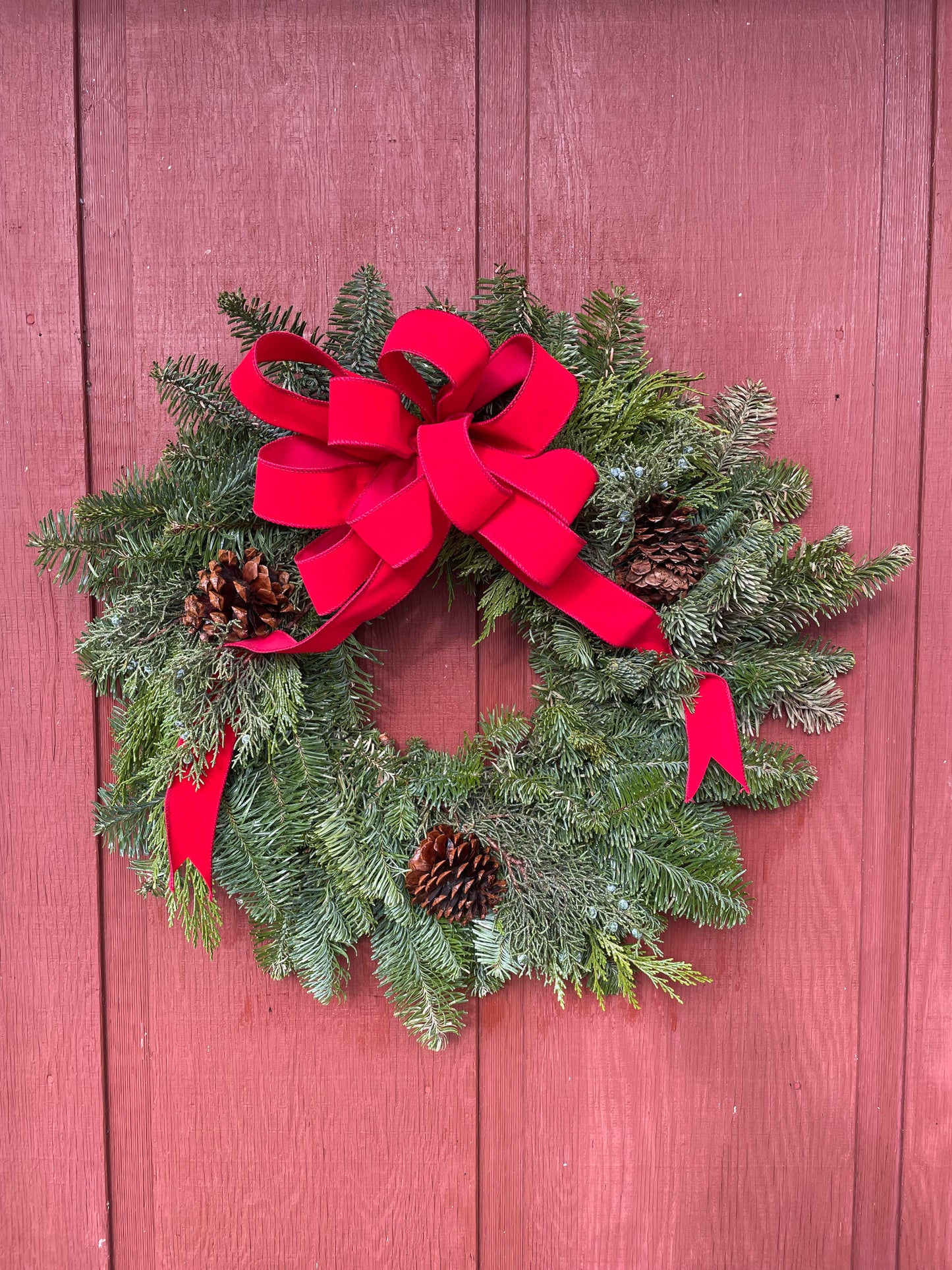 Fresh Greens Wreath (sent on a wire easel)