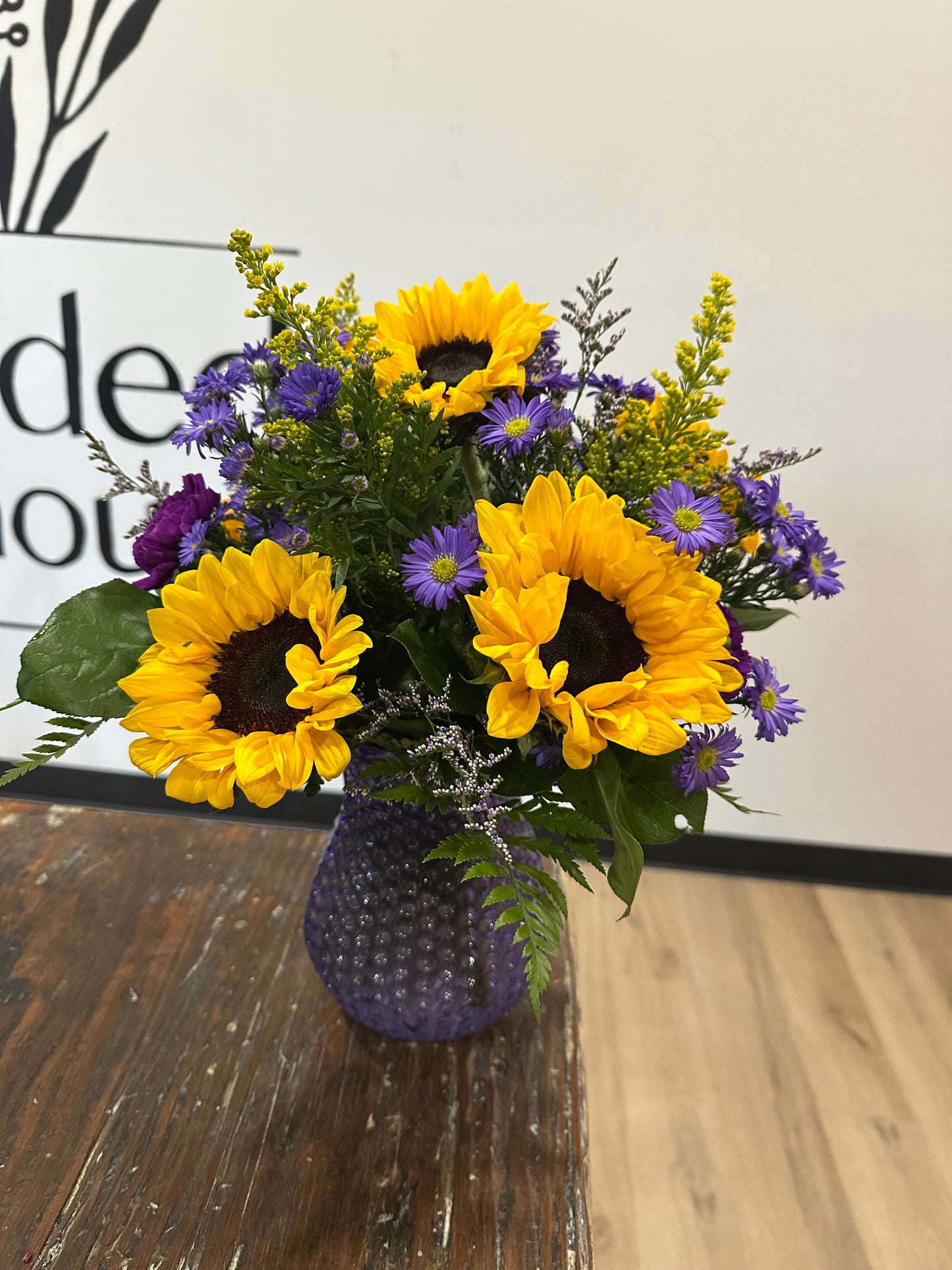 Sunflowers with Purple