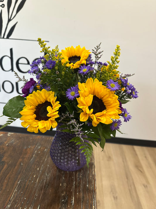 Sunflowers with Purple