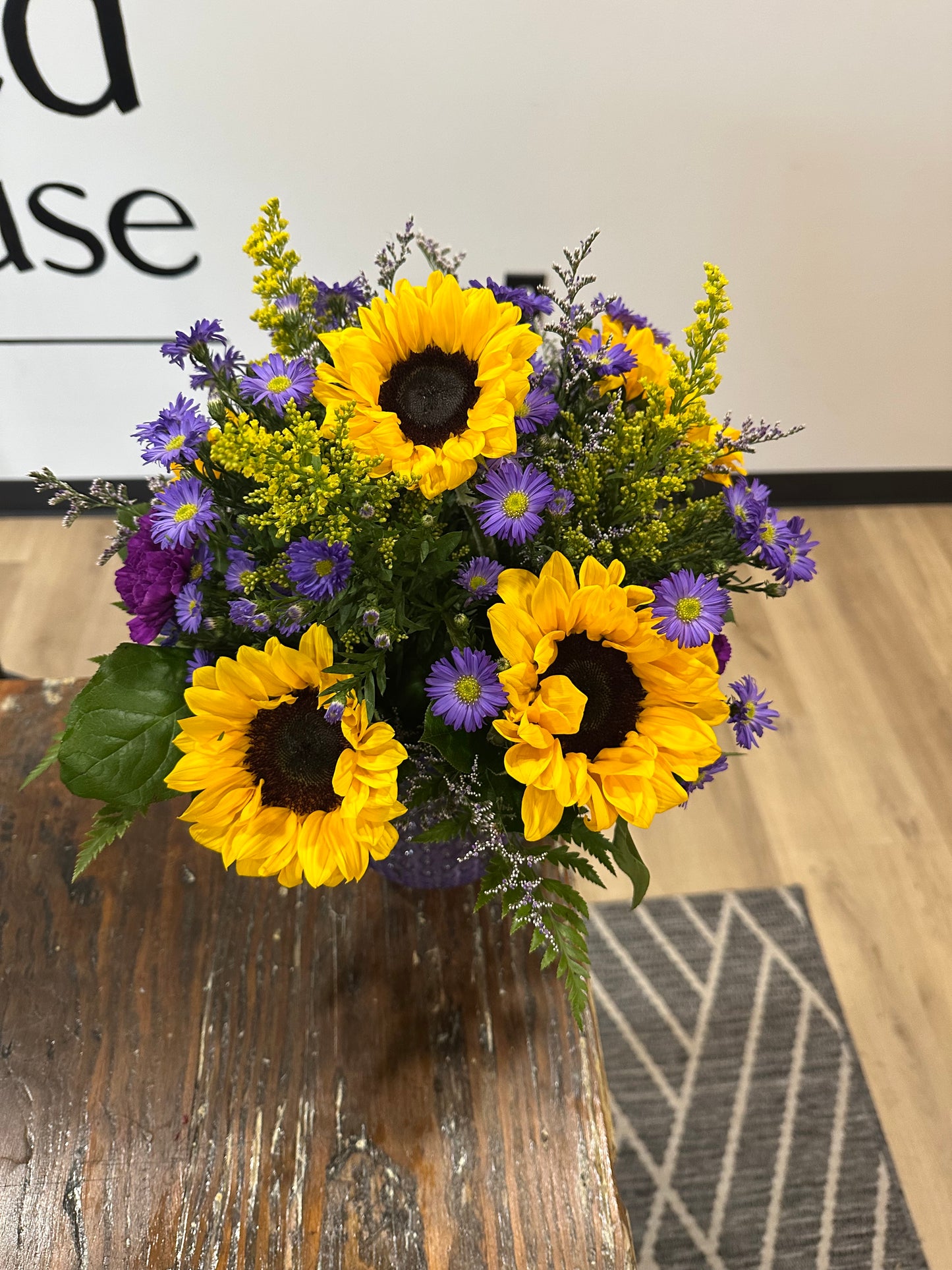 Sunflowers with Purple