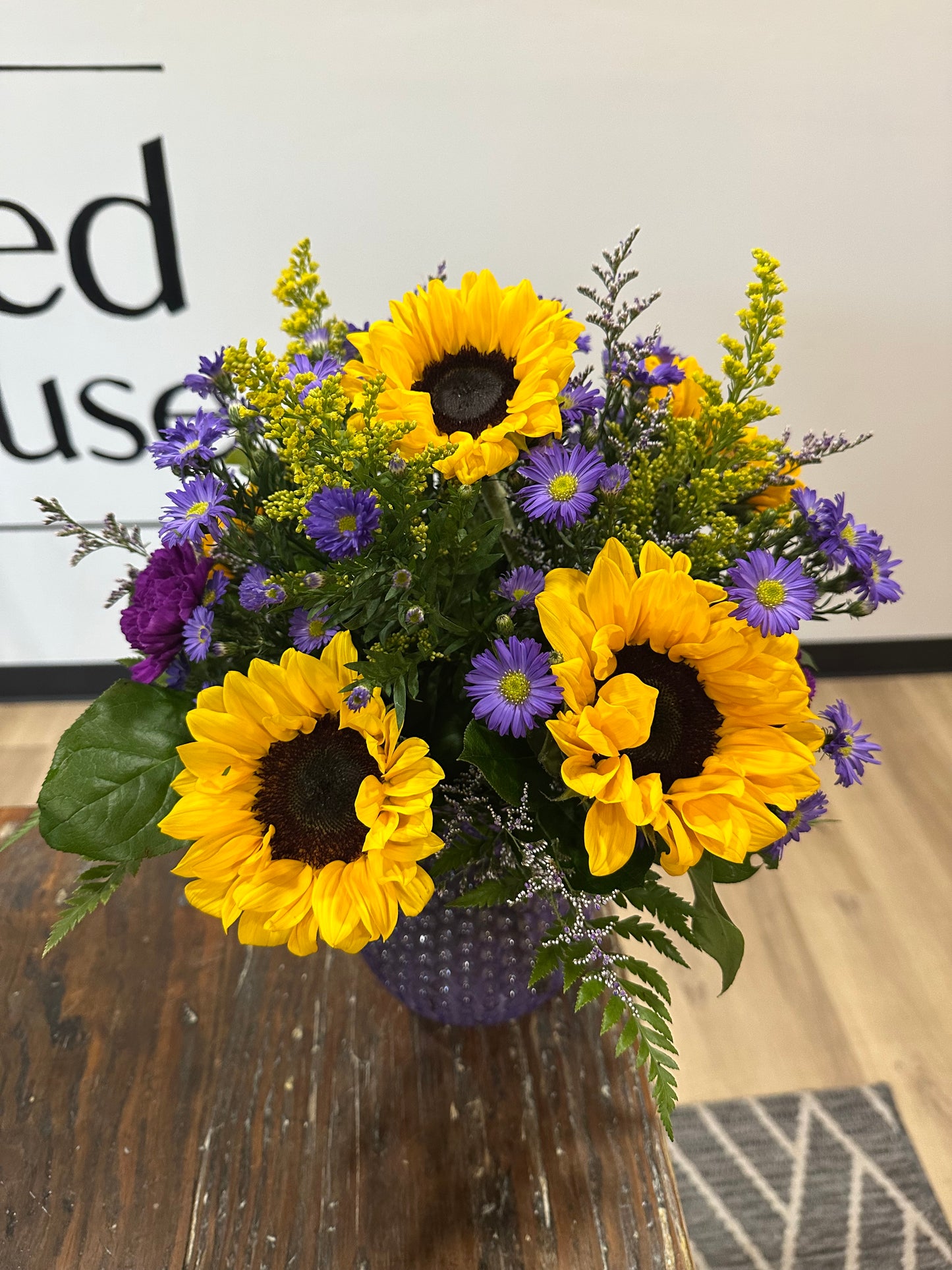 Sunflowers with Purple