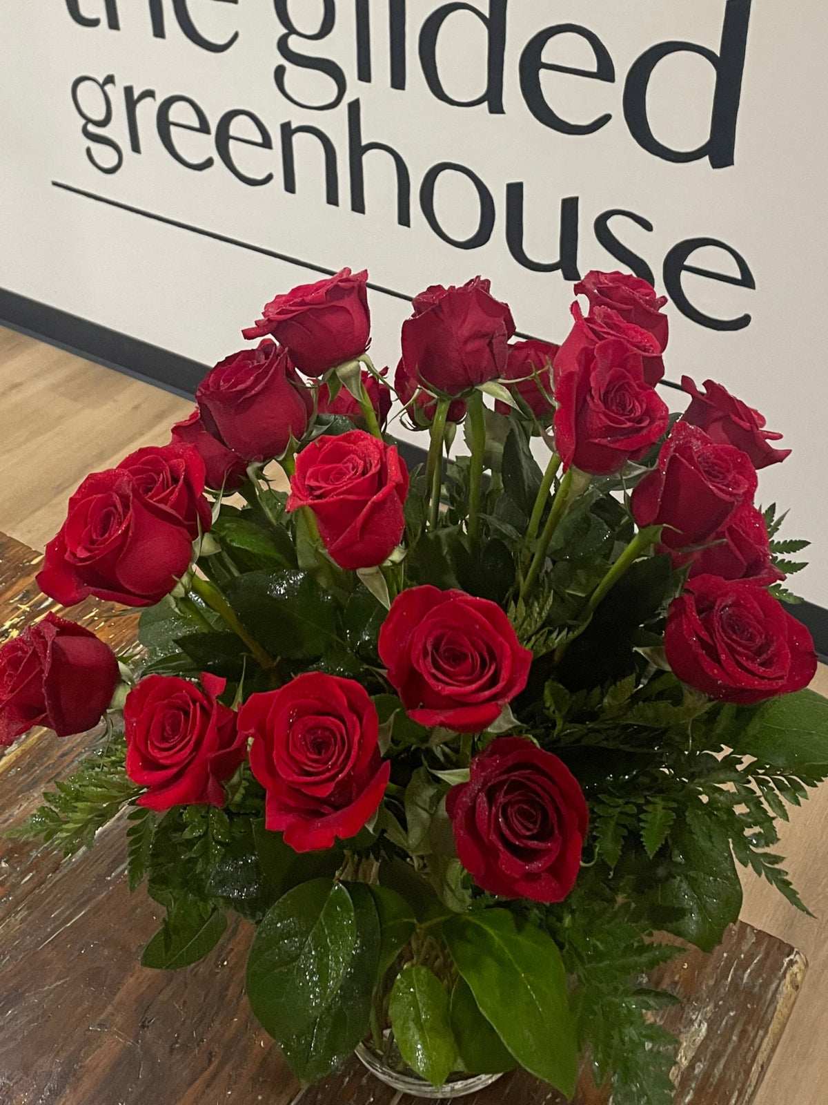 Glided Roses Two Dozen Red Roses – The Gilded Greenhouse