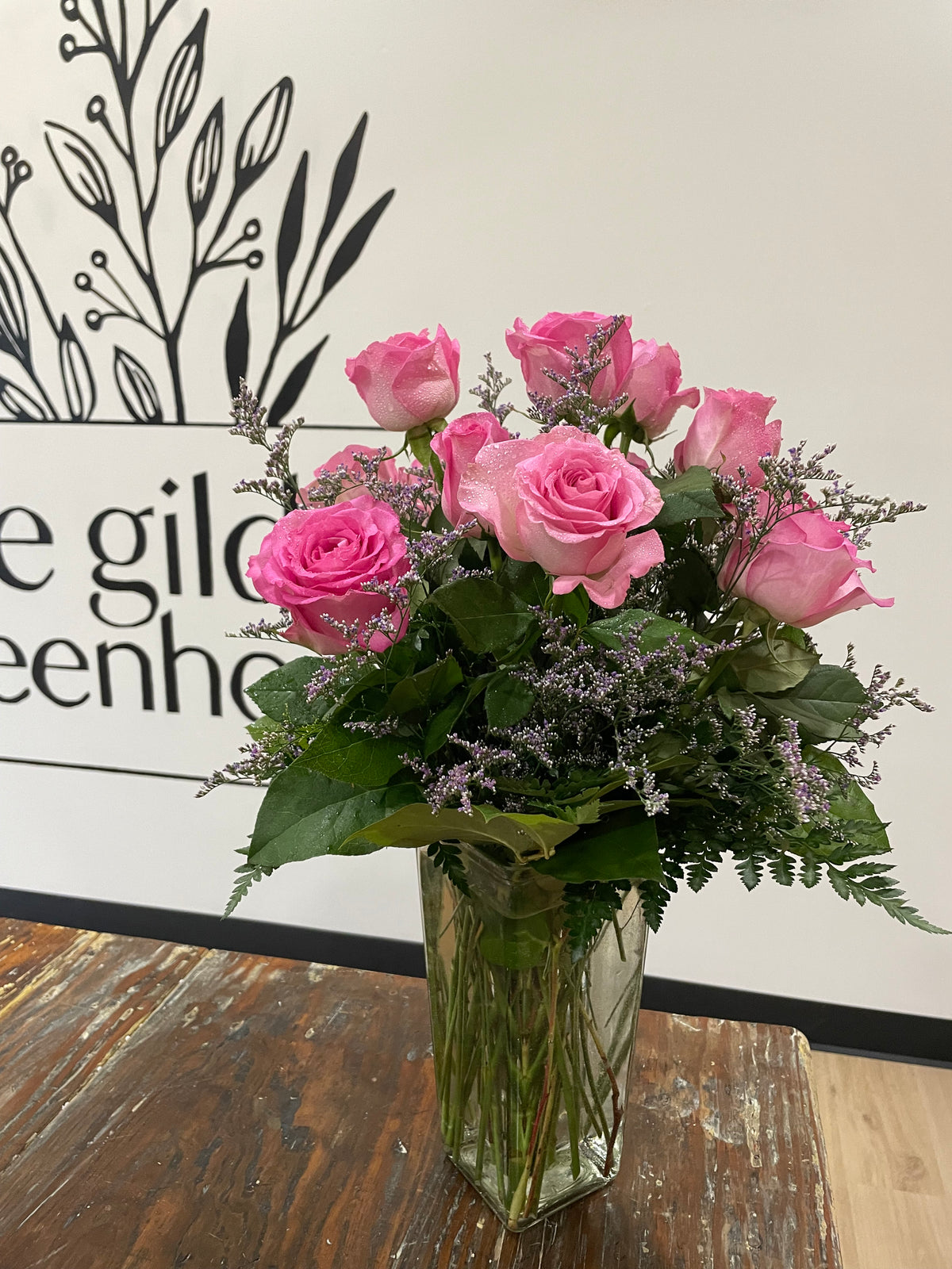 Glided Roses Dozen Pink Roses – The Gilded Greenhouse