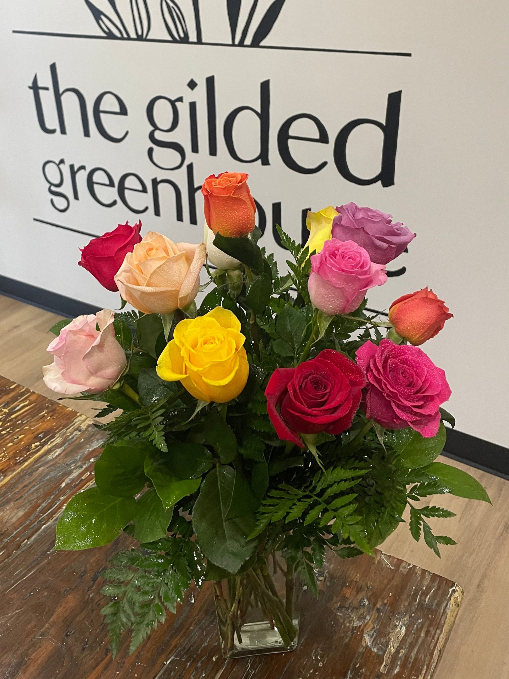 Dozen Assorted Roses – The Gilded Greenhouse