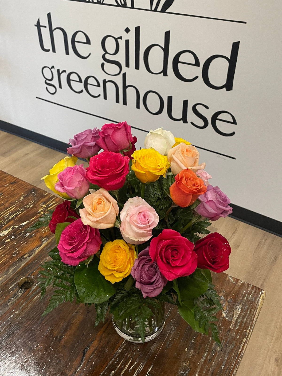 Glided Roses Two Dozen Assorted Roses – The Gilded Greenhouse