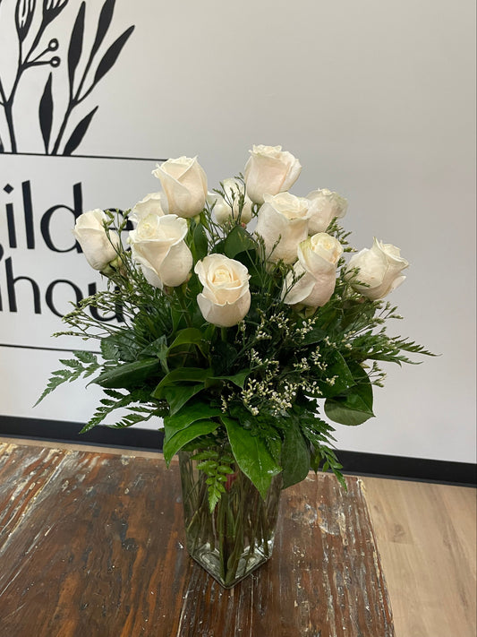 Dozen White Roses