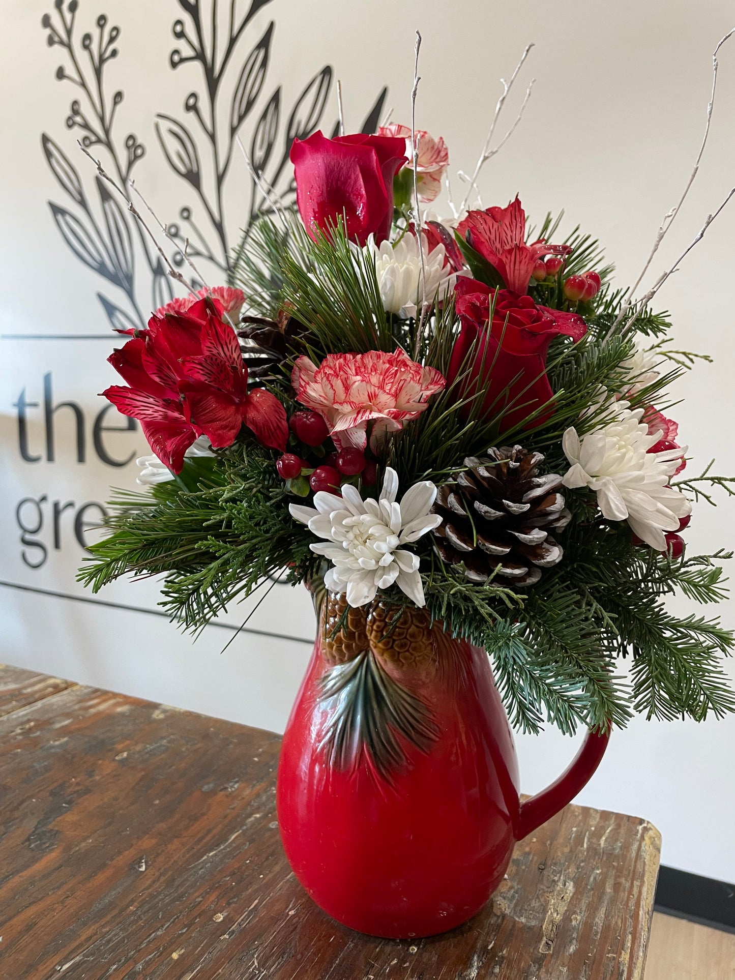 Pour it Out! Christmas Keepsake Pitcher Arrangement