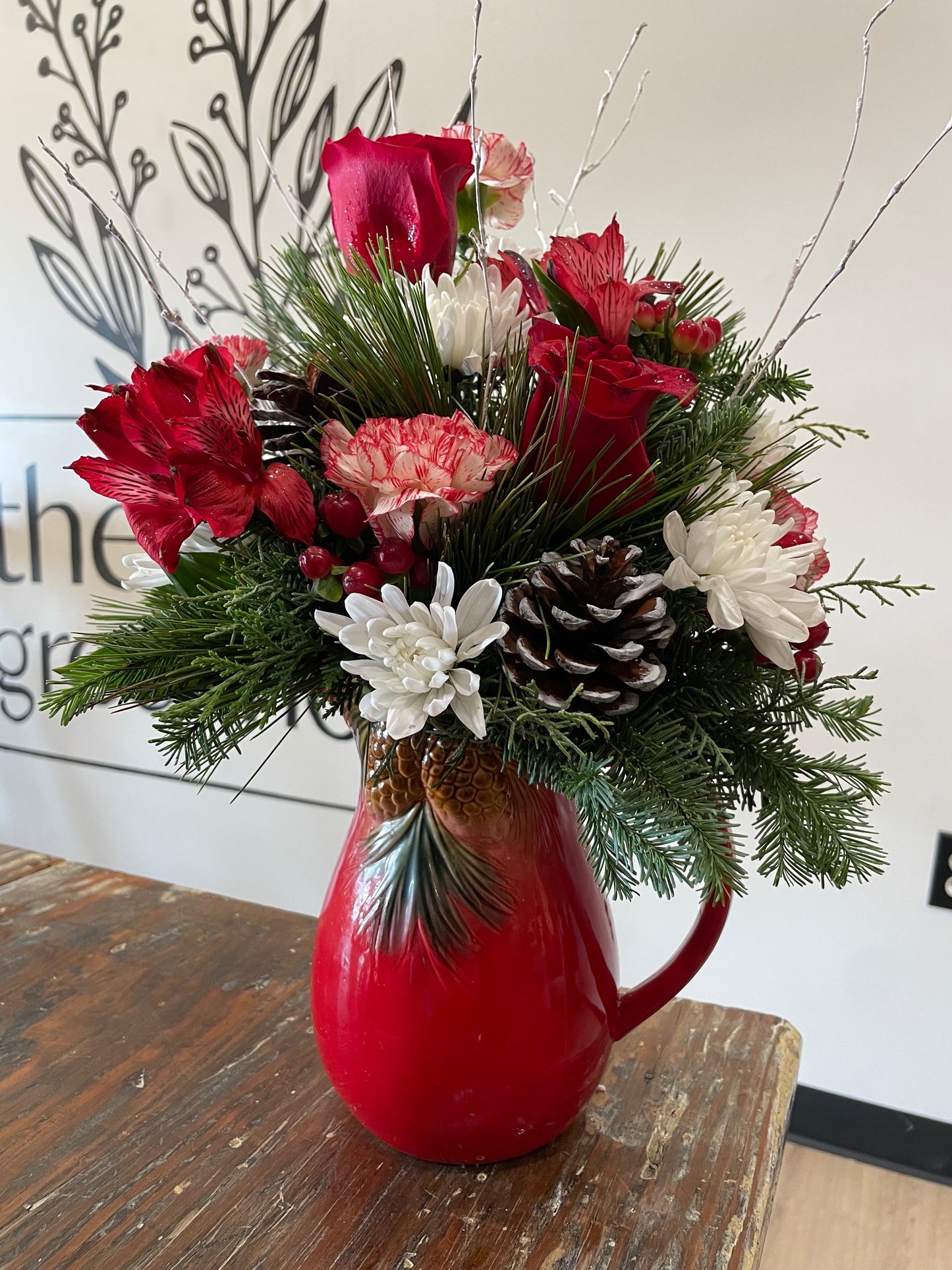 Pour it Out! Christmas Keepsake Pitcher Arrangement