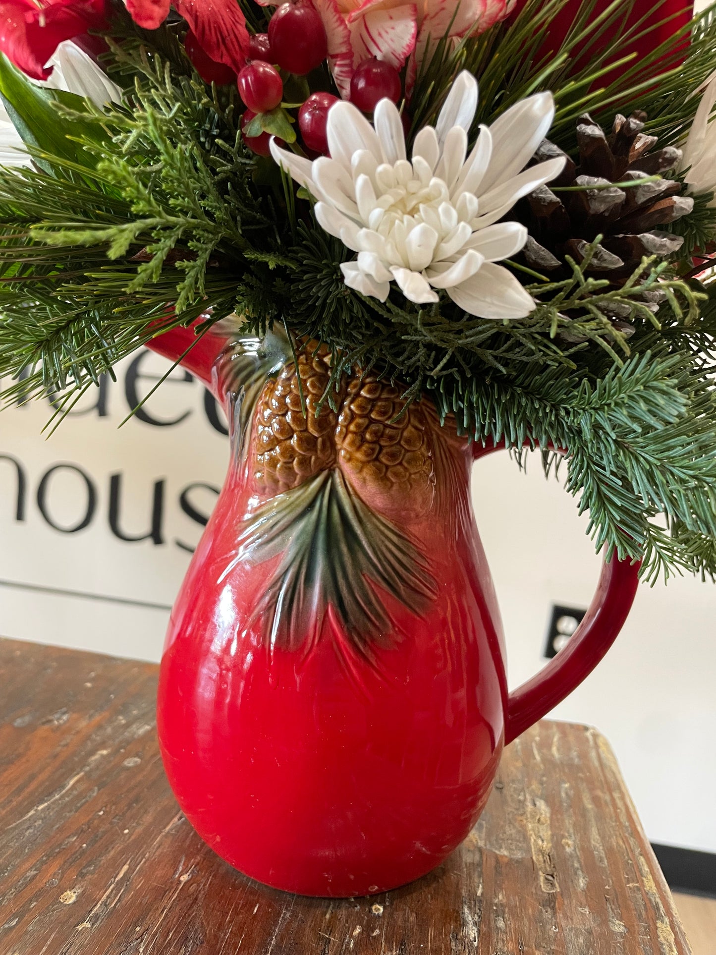 Pour it Out! Christmas Keepsake Pitcher Arrangement