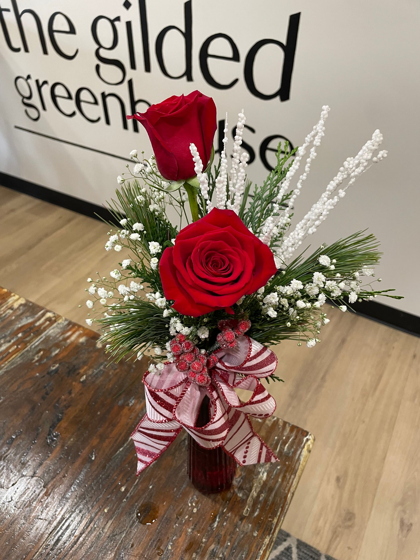 Festive Christmas Bud Vase