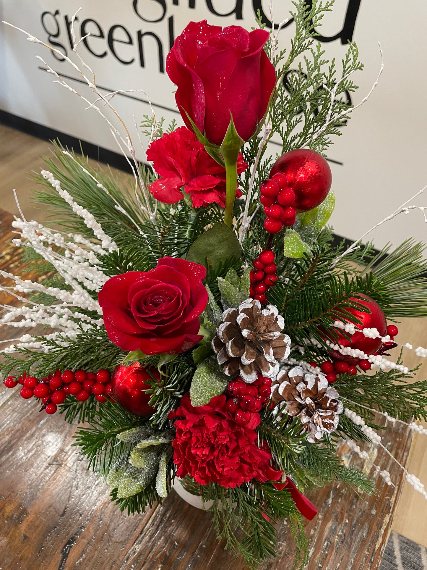 Christmas Tree Pitcher Arrangement