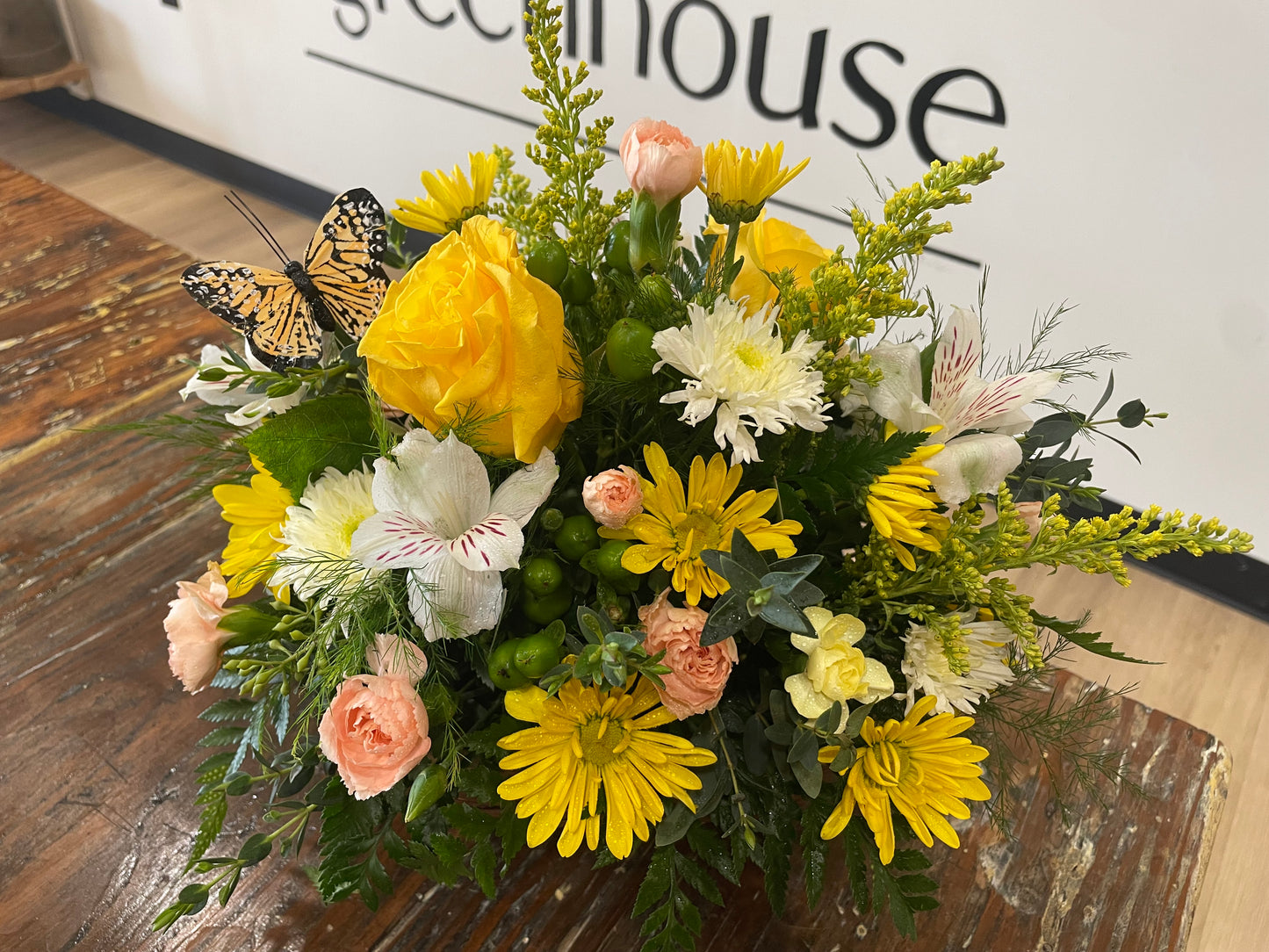 Yellow butterfly basket