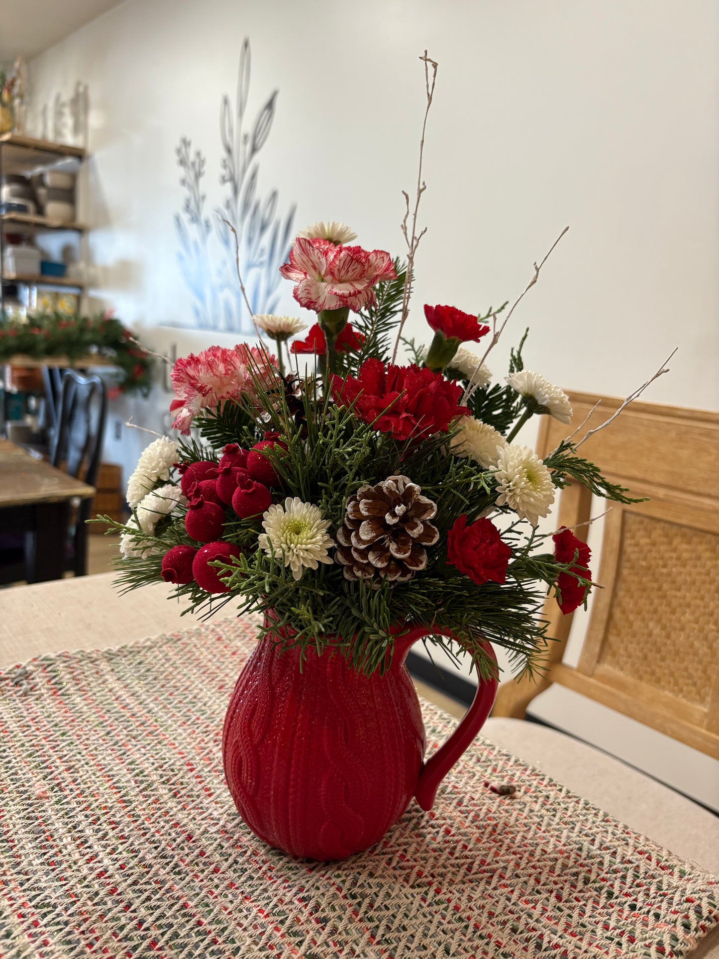 Red Sweater Christmas Pitcher