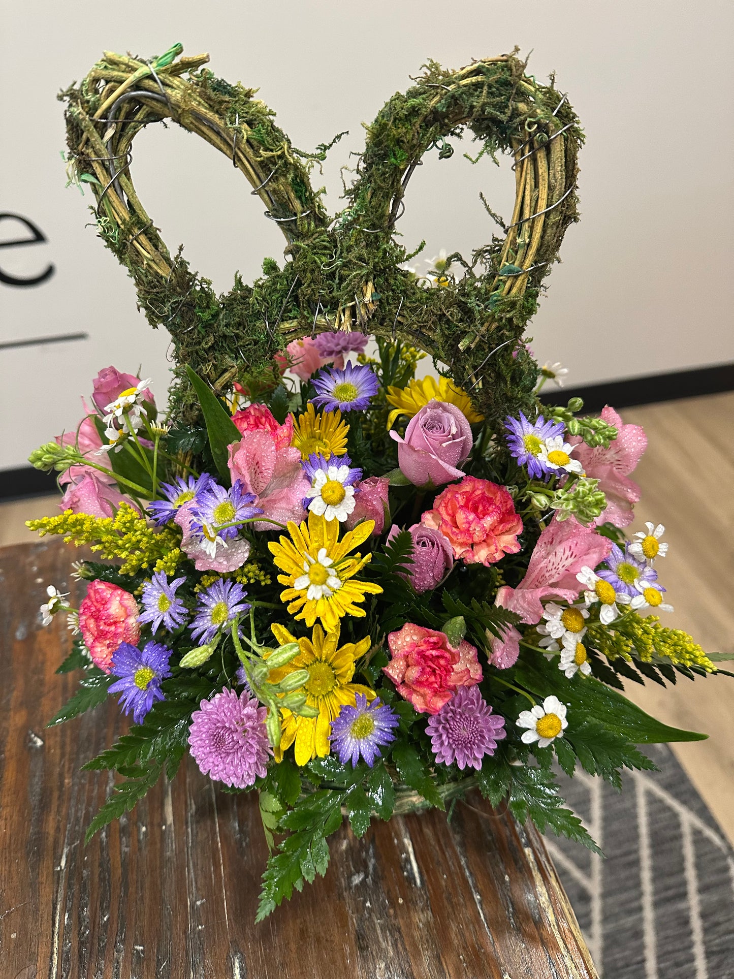 Mossy bunny ears basket
