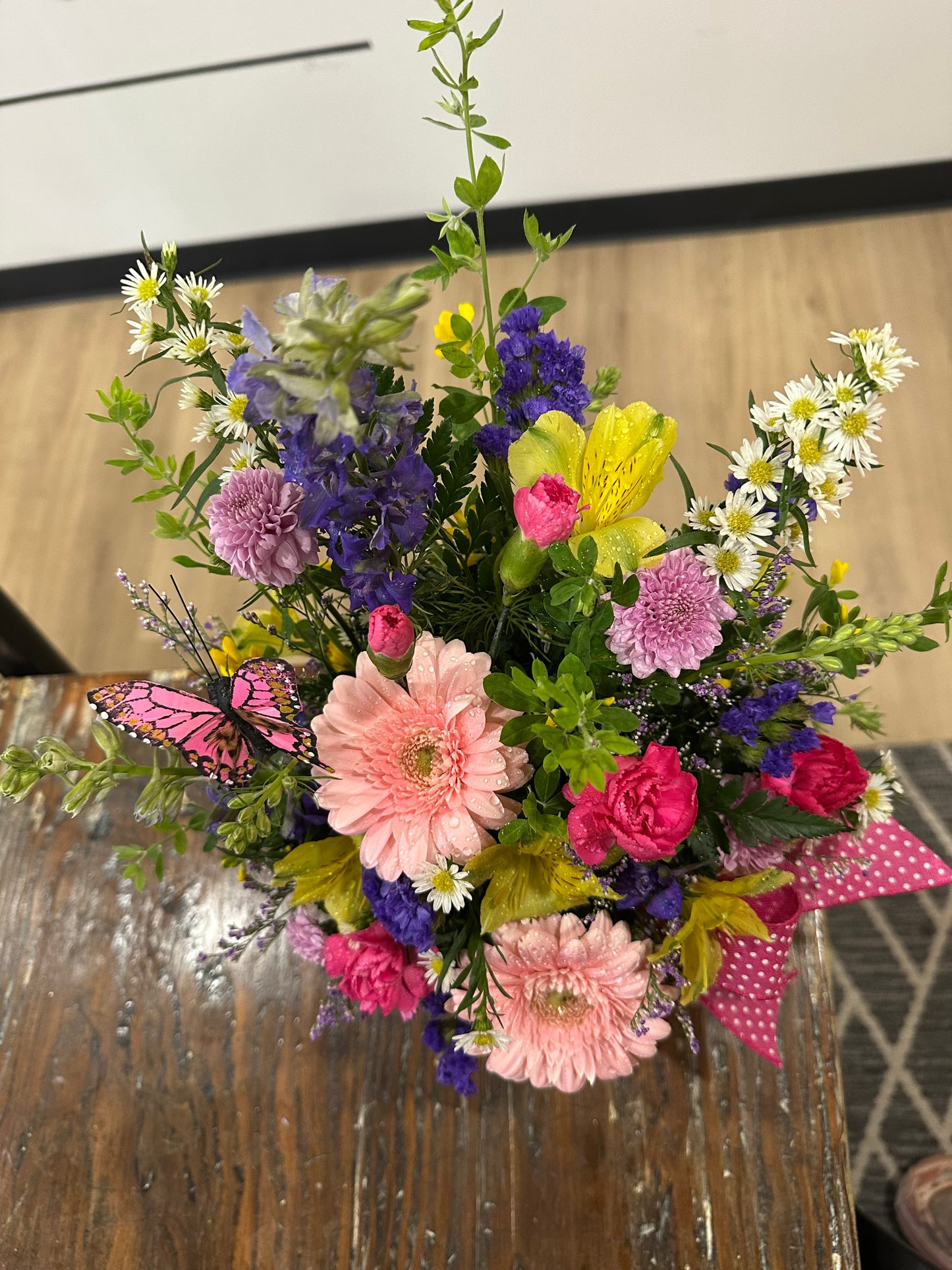 Pink Watering Can Arrangement