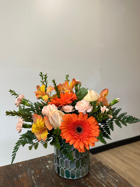 Green Mosaic Vase Arrangement