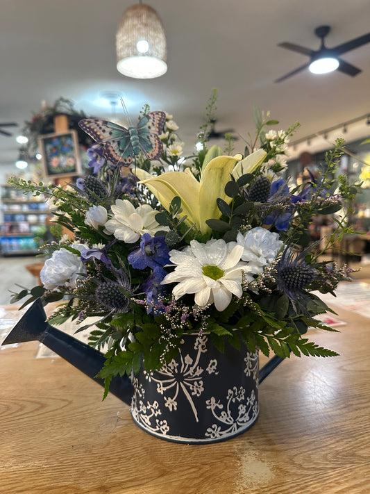 Blue & White Watering Can