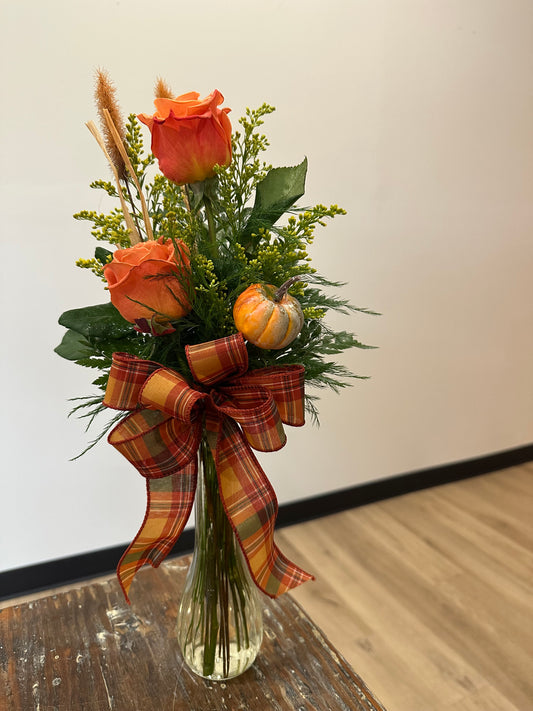 Fall Bud Vase - Orange Roses