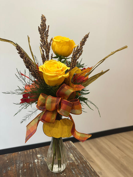 Fall Bud Vase - Yellow Roses