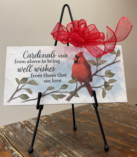 Marble Paver on Metal Easel - Cardinal