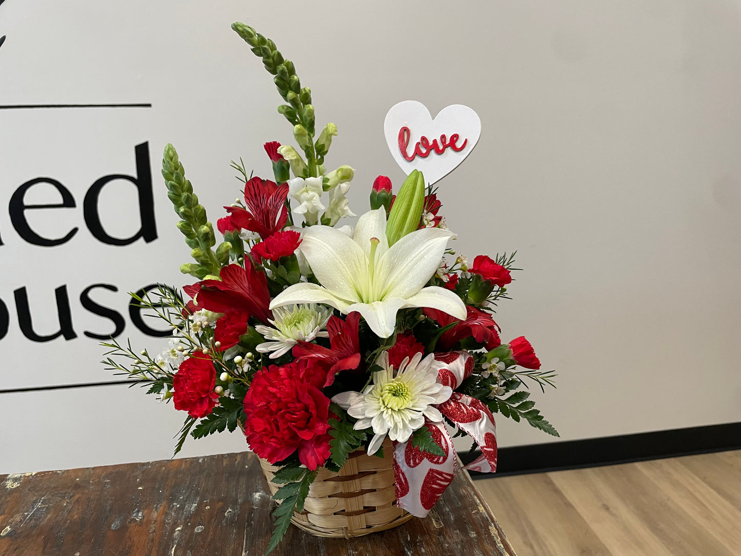 Red and White Fresh Love Basket