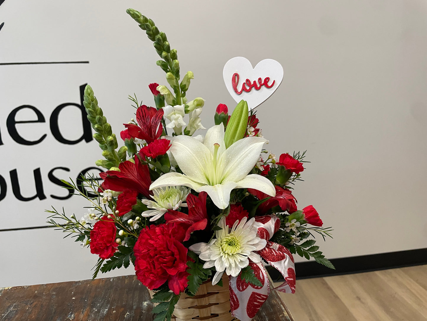 Red and White Fresh Love Basket
