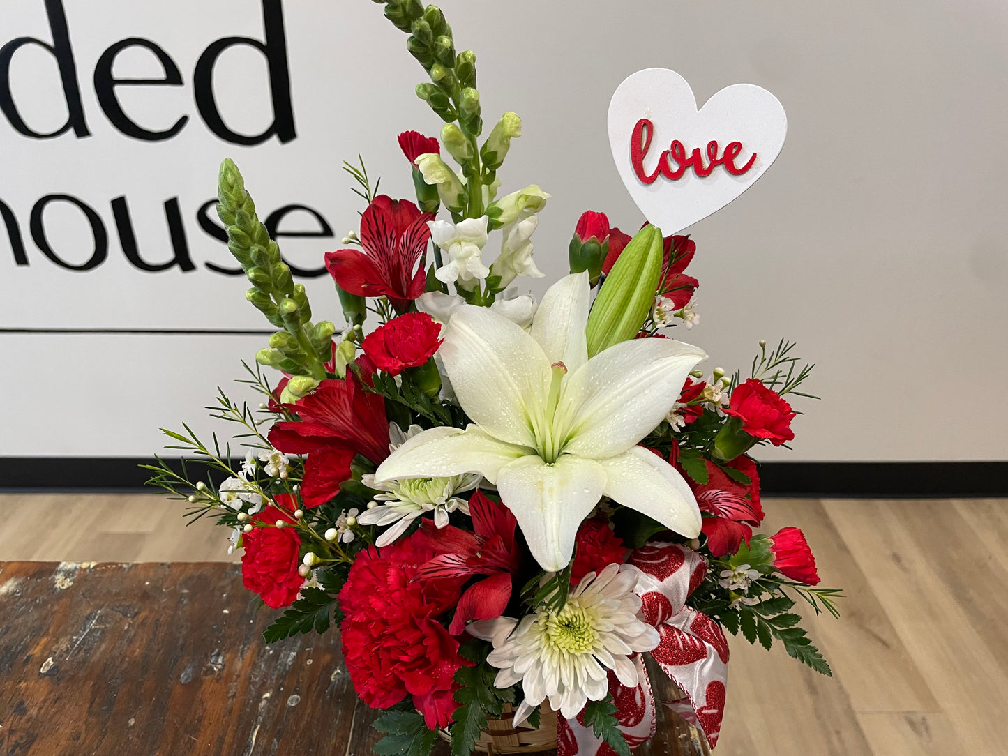 Red and White Fresh Love Basket