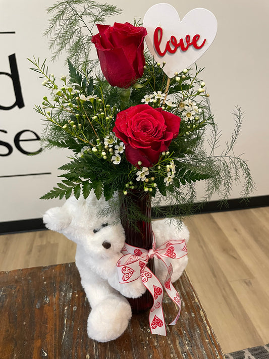 Teddy Bear Bud Vase