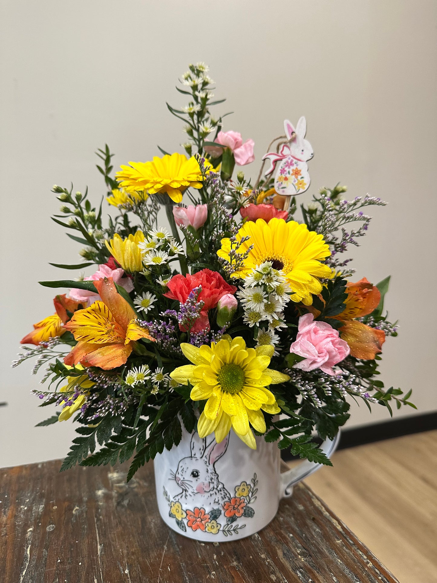 Easter bunny mug arrangement