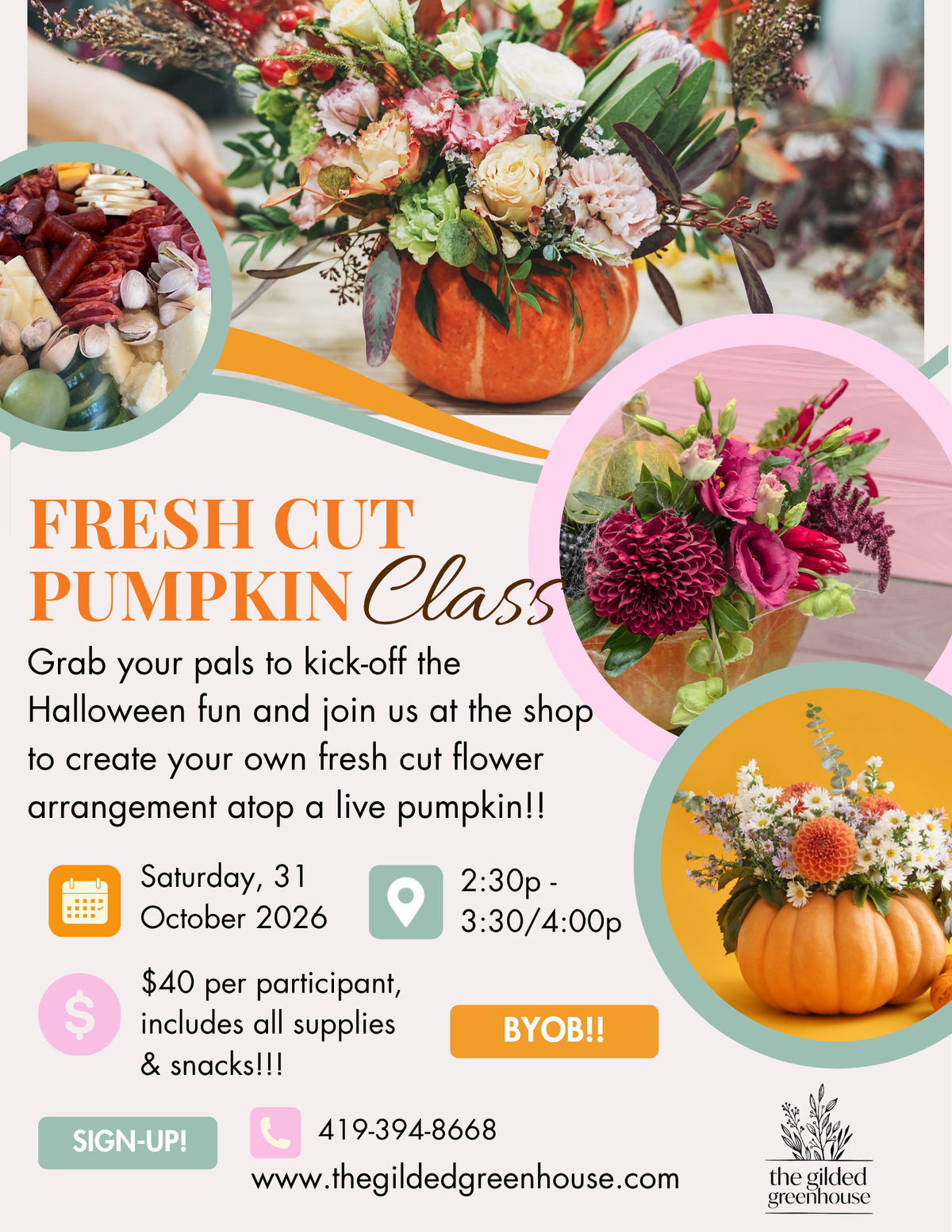 Fresh Cut Pumpkin Class - Oct 31 @ 2:30p