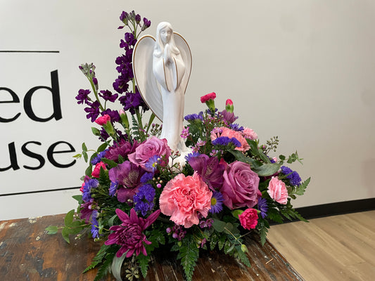 Matte Angel with Pink and Purple Flowers - Premium