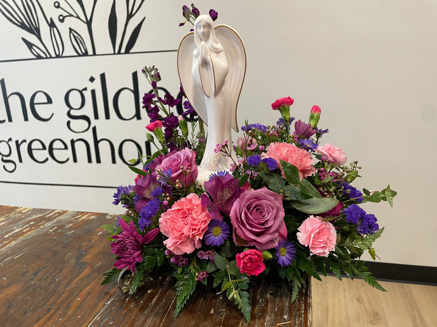 Matte Angel with Pink and Purple Flowers - Deluxe