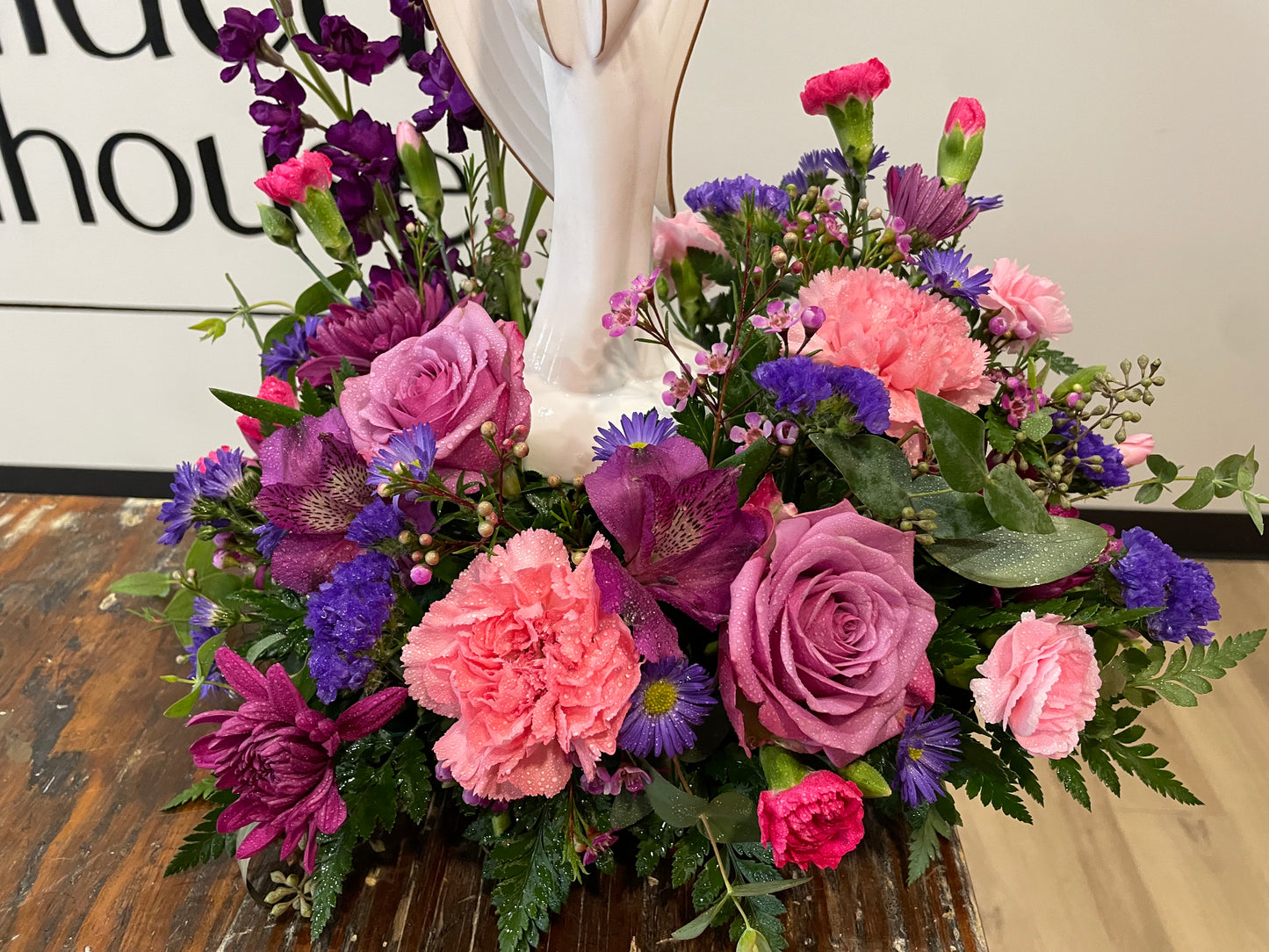 Matte Angel with Pink and Purple Flowers - Deluxe